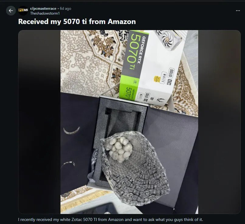 سفارش RTX 5070 Ti و رسیدن سنگریزه؛ ماجرای تکراری خرید آنلاین کارت گرافیک