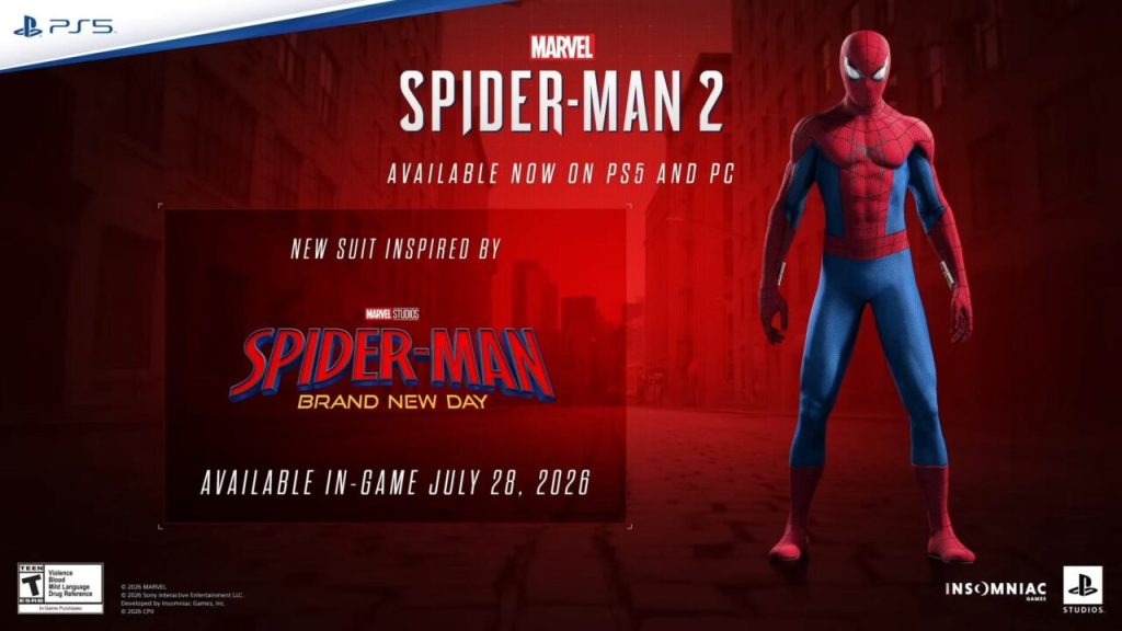 لباس اختصاصی فیلم Brand New Day به زودی در Marvel's Spider-Man 2 در دسترس قرار می‌گیرد